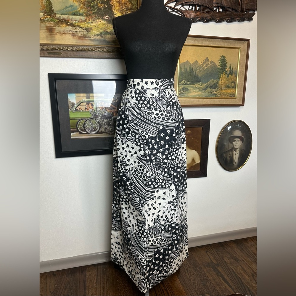 Vintage 70s Maxi Skirt Elephant Print XS-S